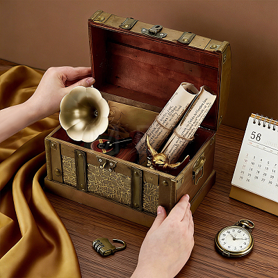 Retro Wood Jewelry Set Storage Organizer Boxes with Clasps CON-WH0115-96A-1