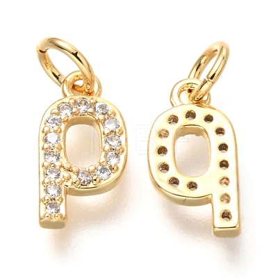 Brass Micro Pave Cubic Zirconia Charms ZIRC-O037-24G-1