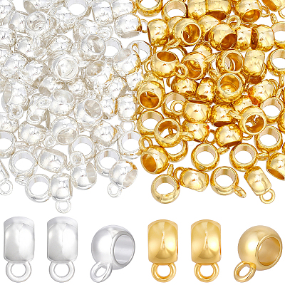 120Pcs 2 Colors Tibetan Style Alloy Rondelle Tube Bails FIND-PA0001-48-1