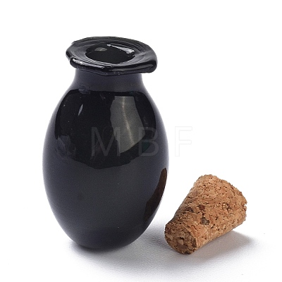 Oval Glass Cork Bottles Ornament AJEW-O032-03D-1