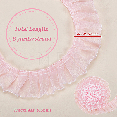 8 Yards Polyester Pleated Lace Trim OCOR-WH0080-87D-1