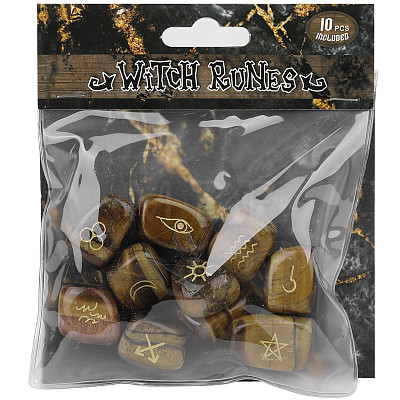 Natural Tiger Eye Rune Stones WG37990-19-1