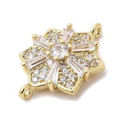 Brass Micro Pave Cubic Zirconia Connector Charms KK-L258-03B-G-1
