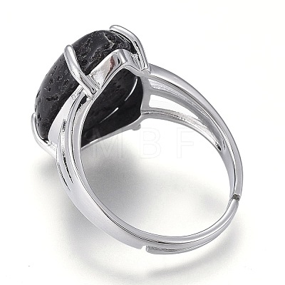 Adjustable Natural Lava Rock Finger Rings RJEW-F107-A10-1