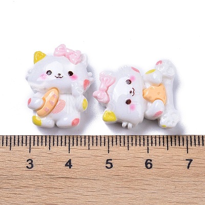 Opaque Cute Cat with Food Resin Decoden Cabochons RESI-B024-09-1