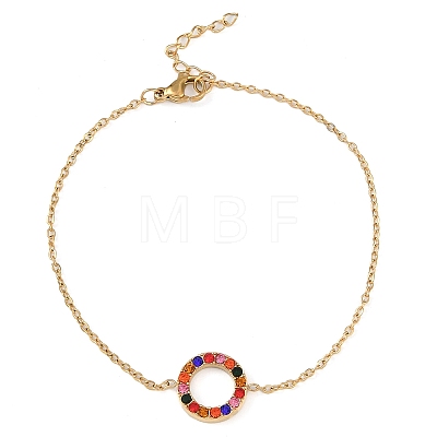 Ring 304 Stainless Steel Colorful Rhinestone Pendant Necklaces & Bracelets & Stud Earrings Sets for Women SJEW-C004-09G-02-1