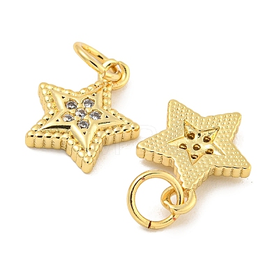 Rack Plating Brass Micro Pave Clear Cubic Zirconia Pendants KK-B093-12A-G-1