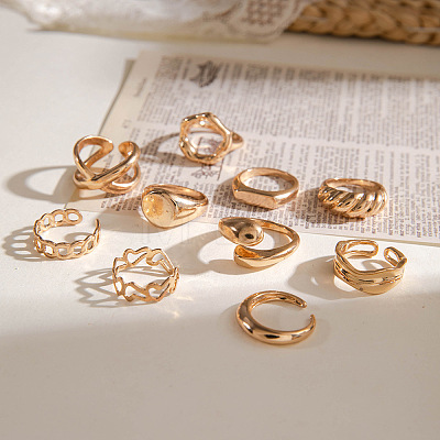 10Pcs Alloy Finger Rings Sets WG7802C-09-1