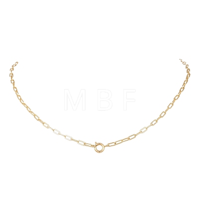 3MM Brass Paperclip Chain Necklaces with Spring Ring Clasps NJEW-JN05949-1