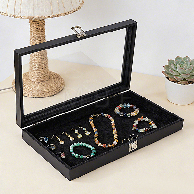 Wood Jewelry Display Cases with Visible Window Lid AJEW-WH0696-753A-1