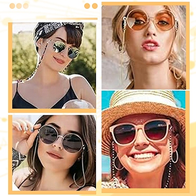 6Pcs ABS Plastic Imitation Pearl & Glass Eyeglasses Chains HJEW-YW00503-1