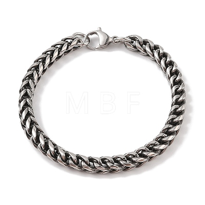 304 Stainless Steel Wheat Chain Bracelets for Men BJEW-B096-36B-AS-1