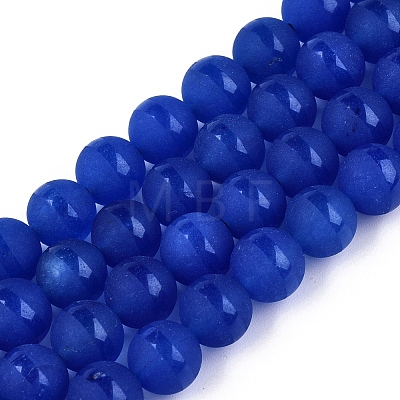 Frosted Natural White Jade Beads Strands G-T138-8mm-209H-1