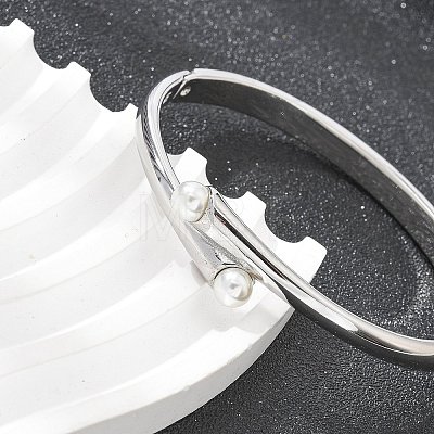 304 Stainless Steel Bangles with Plastic Imitation Pearl for Women BJEW-Z080-01P-1