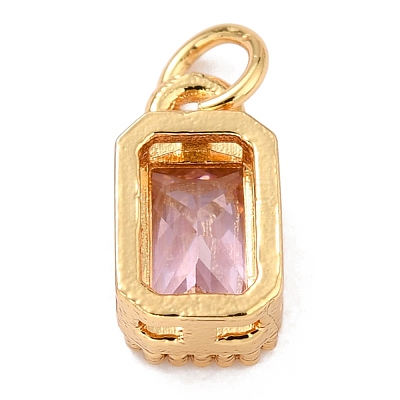 Real 18K Gold Plated Brass Inlaid Cubic Zirconia Charms ZIRC-L100-075G-08-1