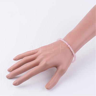 Natural Rose Quartz Beaded Stretch Bracelets BJEW-JB02459-01-1