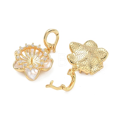 Brass Micro Pave Cubic Zirconia and Enamel Peg Bails Pendants KK-C172-18G-1