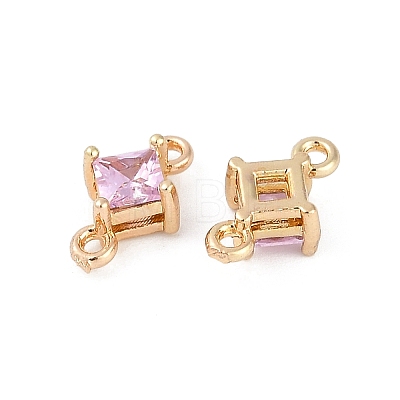 Brass Pave Glass Rhombus Links Connector Charms GLAA-Q088-001A-1