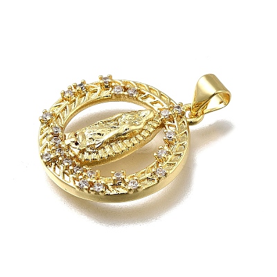 Brass Micro Pave Cubic Zirconia Pendants KK-C090-35G-08-1