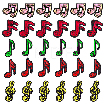 30Pcs 5 Styles Polyester Clothing Patches PATC-FG0003-82-1