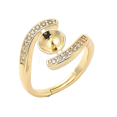 Brass Micro Pave Cubic Zirconia Cup Peg Ring Settings KK-B166-04G-1