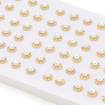 Brass & Natural Pearl Stud Earrings PEAR-N020-WX03-1