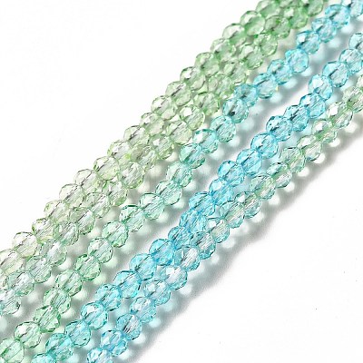 Transparent Gradient Color Glass Beads Strands X-GLAA-H021-01B-24-1