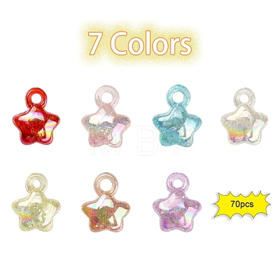 70Pcs 7 Colors Transparent Crackle Acrylic Pendants Set MACR-YW0001-90-1