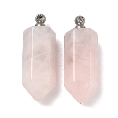 Natural Rose Quartz Perfume Bottle Pendants G-H332-09P-05-1