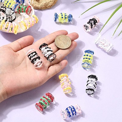 28Pcs 7 Colors Transparent Acrylic Enamel Beads OACR-CJ0002-85-1