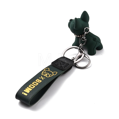 Imitation Leather Clasps Keychain KEYC-I113-01B-1