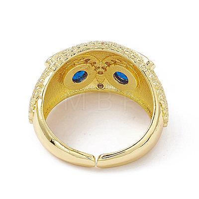 Cubic Zirconia Owl Open Cuff Rings RJEW-P079-01G-01-1