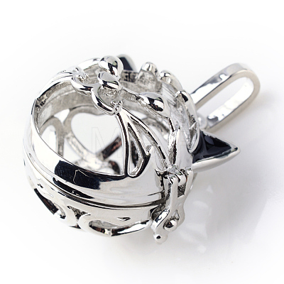 Rack Plating Brass Cage Hollow Kitten Pendants X-KK-S751-003P-1