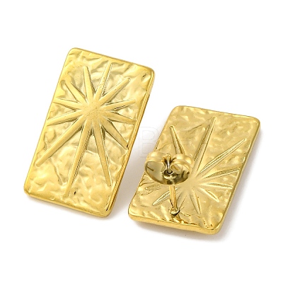 Ion Plating(IP) 304 Stainless Steel Rectangle with Sun Stud Earrings EJEW-D281-27G-1