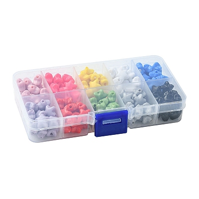 150Pcs 10 Colors Opaque Acrylic Beads OACR-FS0001-46-1