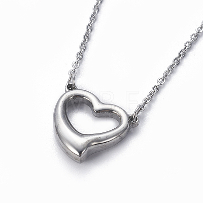 304 Stainless Steel Pendant Necklaces NJEW-E141-28P-1