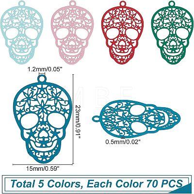 Unicraftale 70Pcs 5 Colors 430 Stainless Steel Filigree Pendants STAS-UN0027-94-1