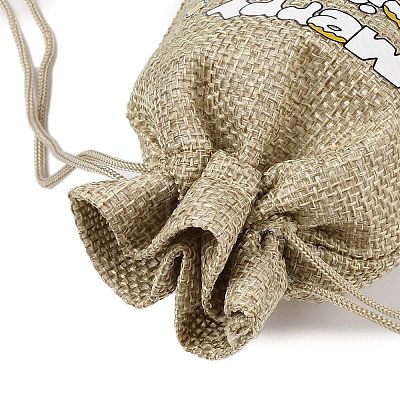 Christmas Printed Burlap Packing Pouches Drawstring Bags ABAG-Q053-02A-10-1