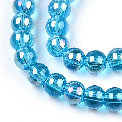 Electroplate Transparent Glass Beads Strands GLAA-T032-T4mm-AB06-1