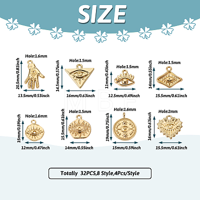  32Pcs 8 Style Alloy Pendants FIND-TA0002-10-1