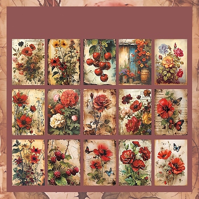 30Pcs 15 Styles Flower Theme Scrapbook Paper Pads Set PW-WG85866-02-1