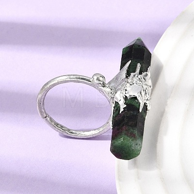 Natural & Synthetic Gemstone & Brass Cuff Rings for Women RJEW-G374-01P-1