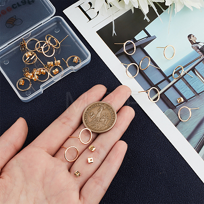 Ring Brass Stud Earing Findings KK-BBC0014-20G-1