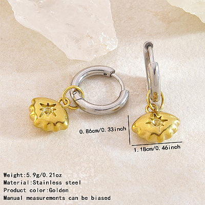 304 Stainless Steel Micro Pave Cubic Zirconia Hoop Dangle Earrings for Women WGE2C14-05-1