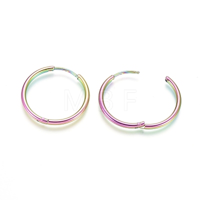 Ion Plating(IP) 304 Stainless Steel Huggie Hoop Earrings EJEW-F111A-25mm-Y-1