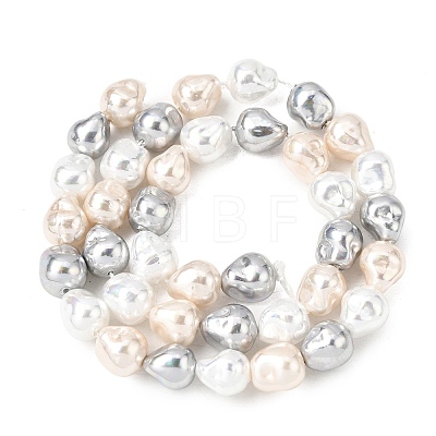 Electroplated Glass Shell Pearl Beads Strands BSHE-B009-D03-01-1