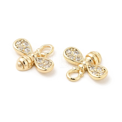 Brass Micro Pave Clear Cubic Zirconia Charms KK-G447-07G-1