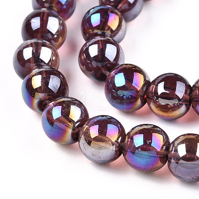 Electroplate Transparent Glass Beads Strands GLAA-T032-T8mm-AB19-1