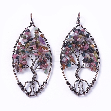 Natural Multicolor Tourmaline Pendants G-E523-02I-1