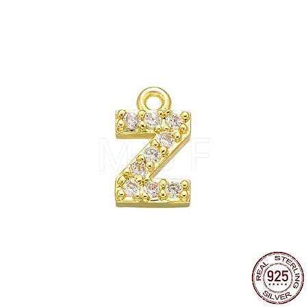 Real 18K Gold Plated 925 Sterling Silver Micro Pave Clear Cubic Zirconia Charms STER-P054-10G-Z-1